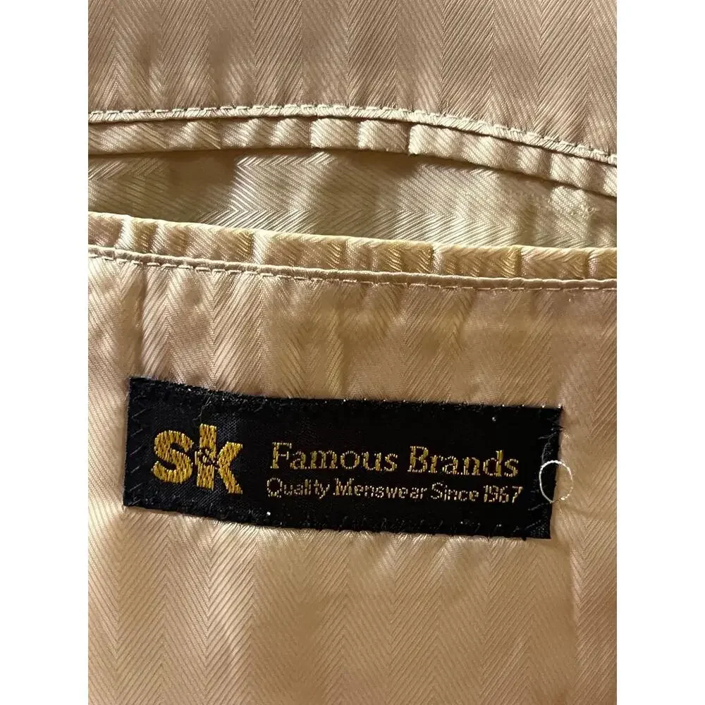 VTG Villini SK Famous Brands Jacket 42L Beige Checkered Blazer Silk‎ Wool Modern